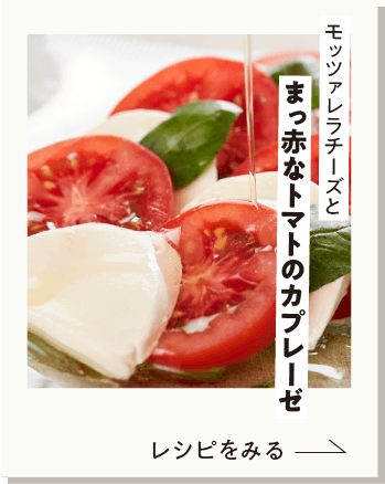 “モッツァレラチーズとまっ赤なトマトのカプレーゼ”