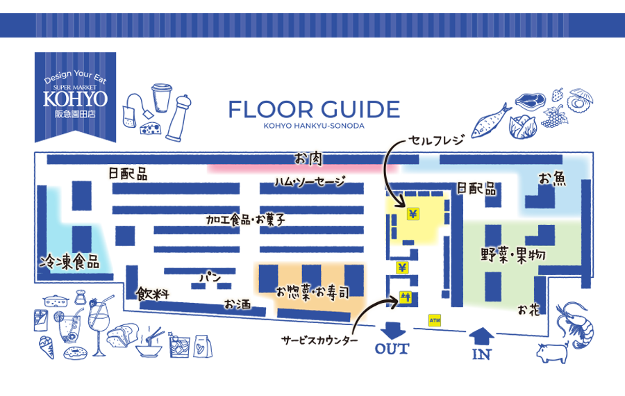 super market KOHYO 阪急園田店 フロアマップ